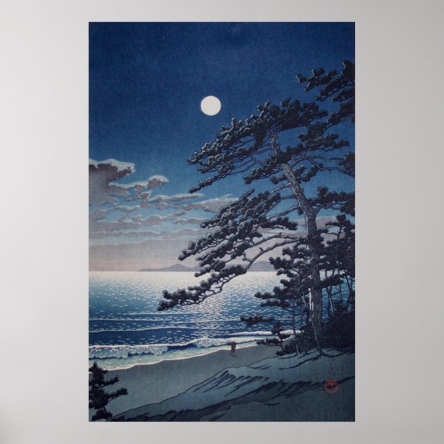 Poster Lua de Primavera na Praia de Ninomiya Kawase Hasui (Frente)