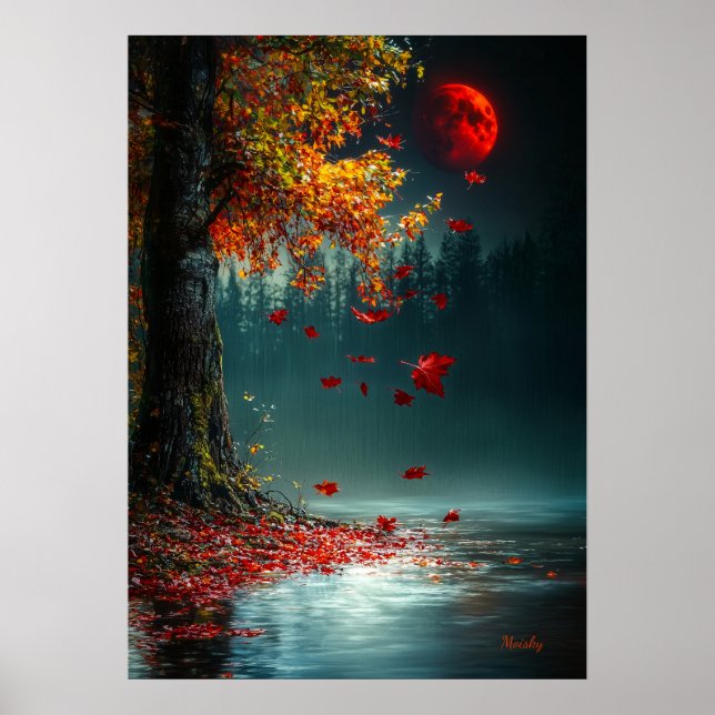 Poster Lua de Sangue Sobre o Lago de Outono - Outono Míst (Frente)