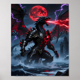 Poster Lua de Sangue Vermelha Dragão Preto Blindado Fanta
