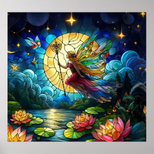 Poster Lua de Vidro Colorido Voo da Fada