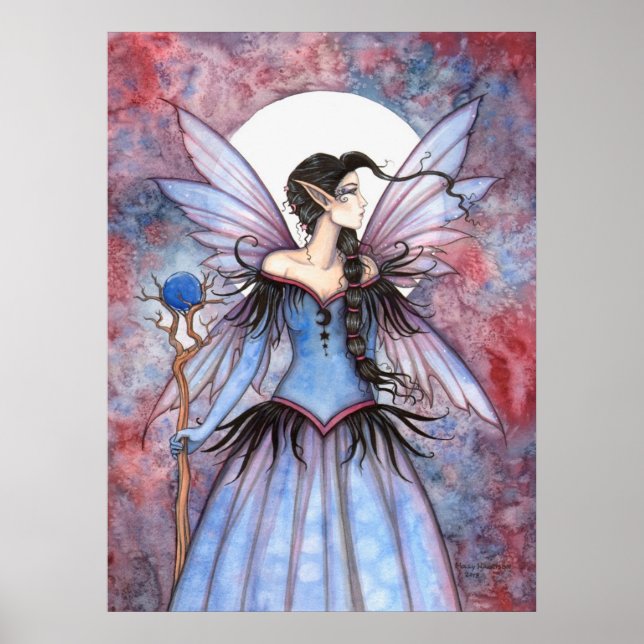 Poster Lua do Inverno Arte de Fada Mística Fantasia (Frente)