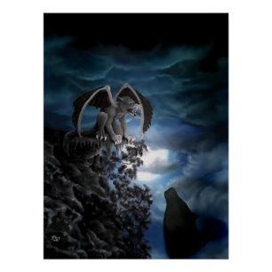 Pôster Lua do lobo - lobo com Golem
