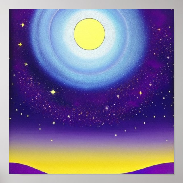 Poster Lua e céu em roxo (Frente)