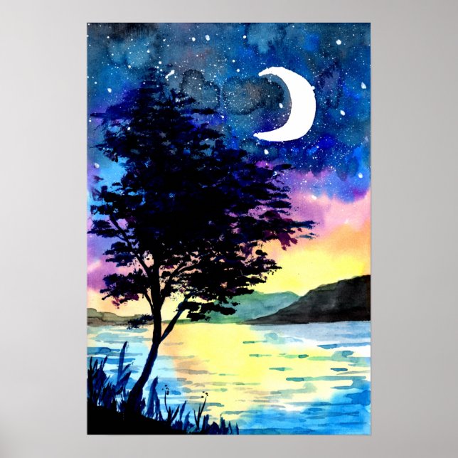 Poster Lua e Estrelas acima do Lago (Frente)