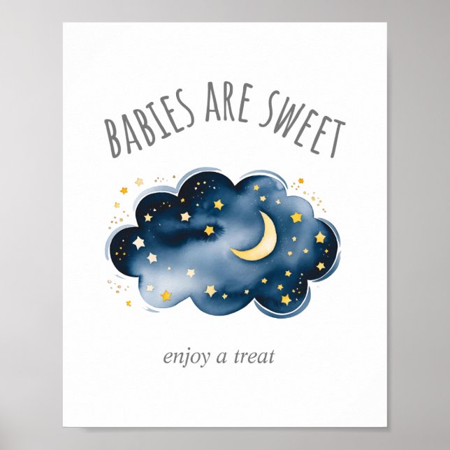 Poster Lua e estrelas Bebês são doces Desfrute de um sina (Frente)