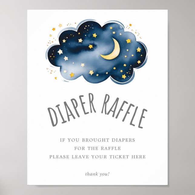 Poster Lua e Estrelas - Sinal de Fralda de Raffle (Frente)
