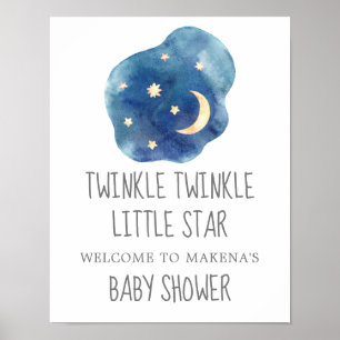 Poster Lua e Estrelas Twinkle Twinkle Pequena Estrela Bem