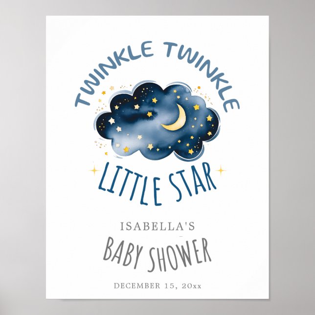 Poster Lua e Estrelas Twinkle Twinkle Pequena Estrela Bem (Frente)