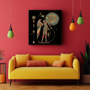 Poster Lua egípcia Deus Khonsu Dark Rainbow em preto
