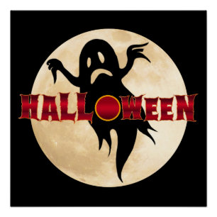 Pôster Lua Fantasma de Halloween