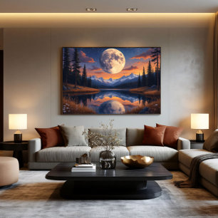 Poster Lua Gigante: Reflexos Noturnos