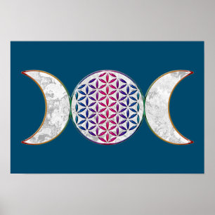 Poster Lua Mágica Tripla - Flor Espírito Da Vida 2