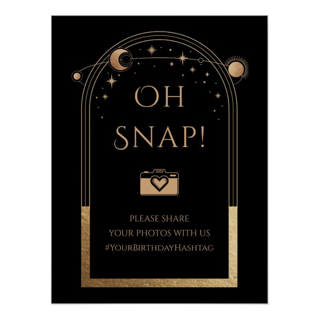 Pôster Lua Negra Celestial, Dourada Sol, Stars Oh Snap (Frente)