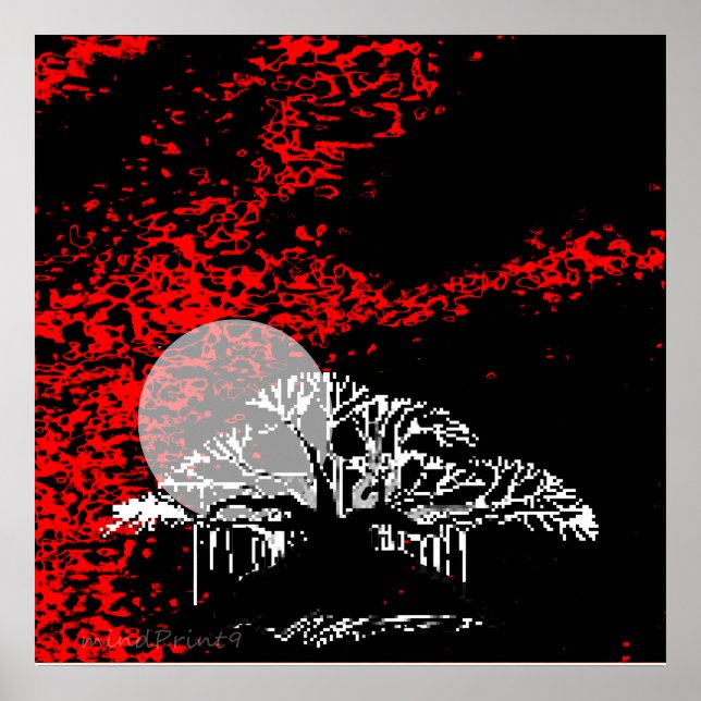 Poster Lua no céu vermelho (Frente)