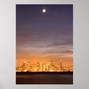Pôster Lua que ajusta-se sobre San Francisco em dezembro