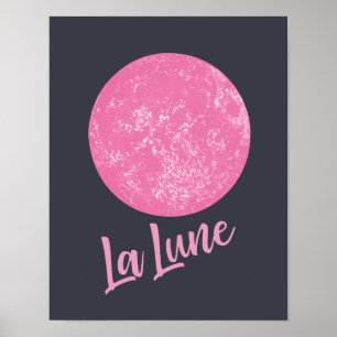 Poster Lua rosa-branca Ilustração francesa La Lune Azul