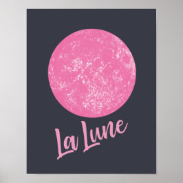 Poster Lua rosa-branca Ilustração francesa La Lune Blue