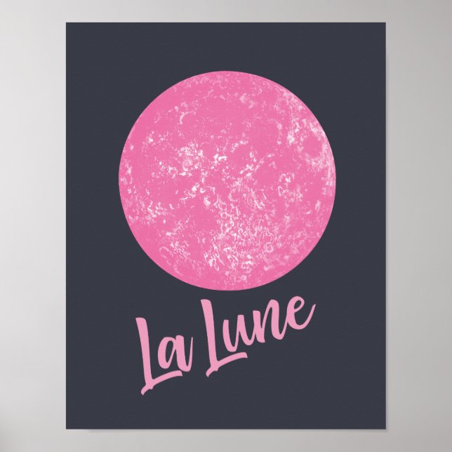 Poster Lua rosa-branca Ilustração francesa La Lune Blue (Frente)