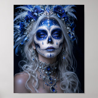 Poster Lua Safira Calavera – Dia Celestial Azul da