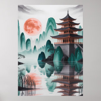 Poster Lua Silenciosa Sobre O Jade Pagoda.