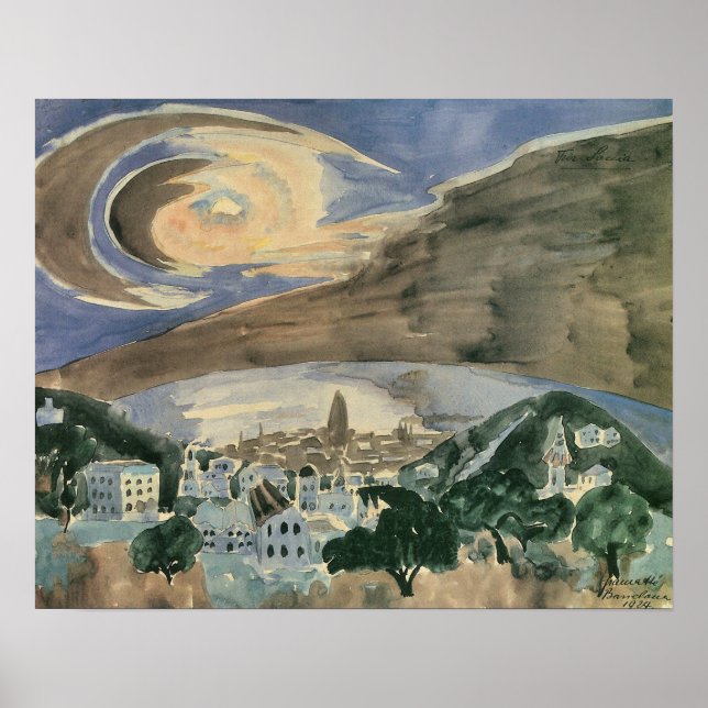 Poster Lua sobre Barcelona de Walter Gramatte (Frente)