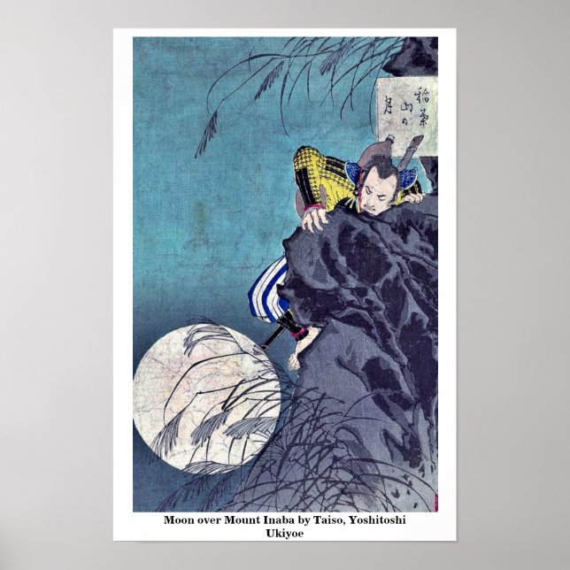 Poster Lua sobre Monte Inaba por Taiso, Yoshitoshi Ukiyoe (Frente)