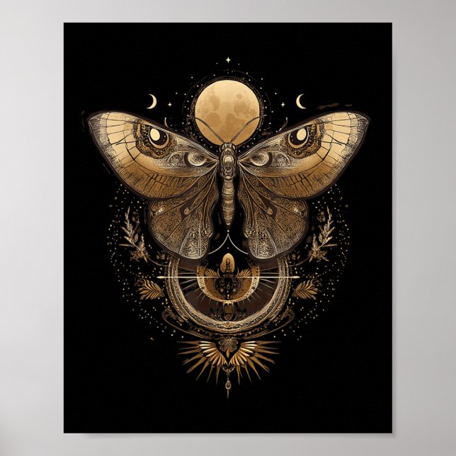 Poster Lua Sol Goblincore Mariposa & Borboleta Fase Lunar (Frente)