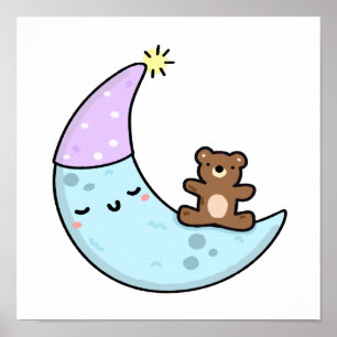 Poster Lua Sonolenta de Kawaii