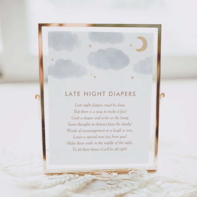 Poster Lua Stars Chá de fraldas Fraldas Noturnas Tarde (Criador carregado)