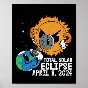 Poster Lua Sun Total Eclipse Solar Abril 8 2024 Totalidad