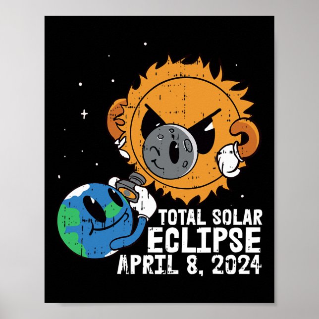 Poster Lua Sun Total Eclipse Solar Abril 8 2024 Totalidad (Frente)
