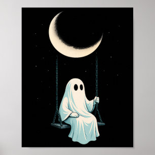 Poster Lua Swing Camisa Fantasma Spooky Noite Bonita Outu