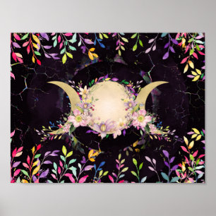 Poster Lua tripla - Deusa tripla - Cores d'água