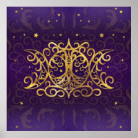 Lua tripla - Deusa tripla Dourada e roxa