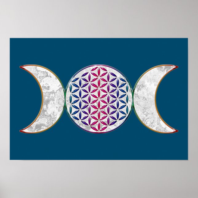 Poster Lua Tripla Mágica - Flor Espirituosa Da Vida 2 (Frente)