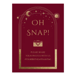 Pôster Lua Vermelha Celestial Dourada Sol Stars Oh Snap