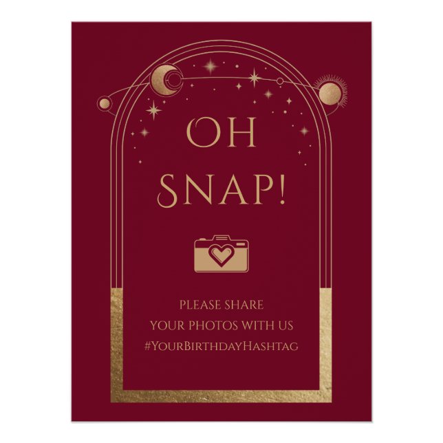 Pôster Lua Vermelha Celestial Dourada Sol Stars Oh Snap (Frente)