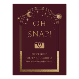 Pôster Lua Vermelha Celestial Dourada Sol Stars Oh Snap