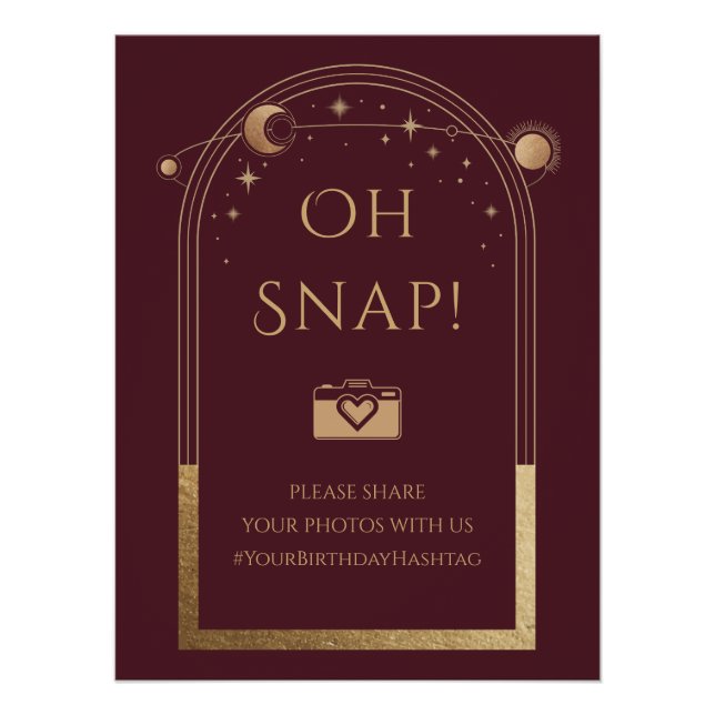 Pôster Lua Vermelha Celestial Dourada Sol Stars Oh Snap (Frente)