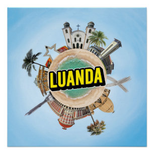 Pôster Luanda minúsculo pequeno planeta ponto de referênc