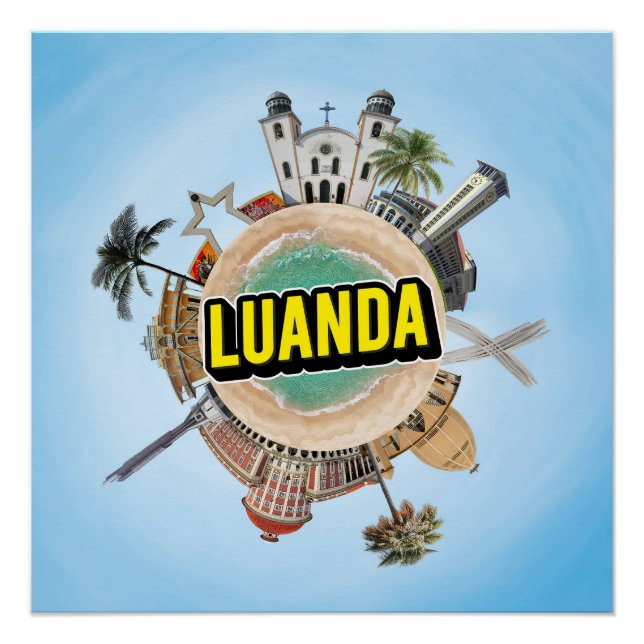 Pôster Luanda minúsculo pequeno planeta ponto de referênc (Frente)