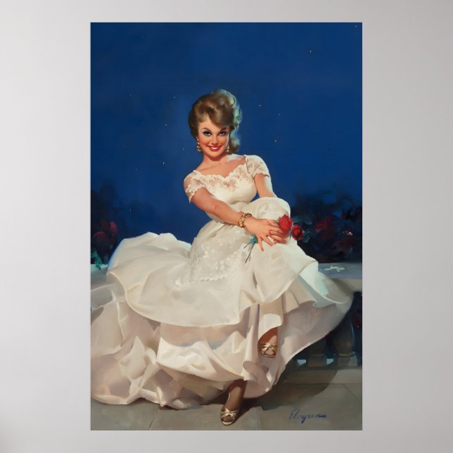 Poster  Luar de Rosa 1965 Estilo Vintage Elvgren (Frente)