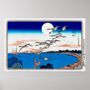 Poster Luar e Ganso Selvagem, Hiroshige, Ukiyo-e