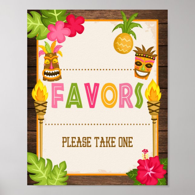 Poster Luau Favor - Sinal (Frente)