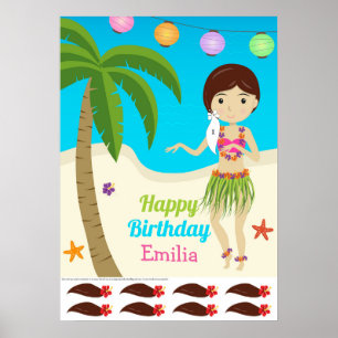Poster Luau Festa de aniversário Hawaiian Pin Jogo da Ca