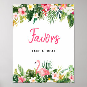 Poster Luau Flamingo Tropical Party Favor Sinal