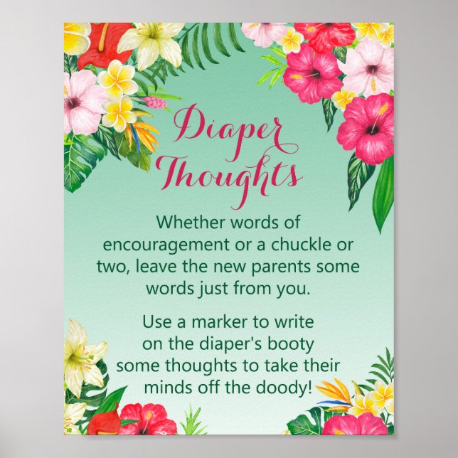 Poster Luau - Sinal de Chá de fraldas Tropical (Frente)