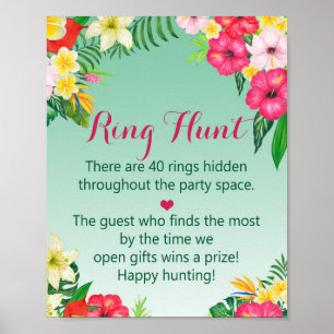Poster Luau Tropical Ring Hunt Game - Sinal de Chá de pan