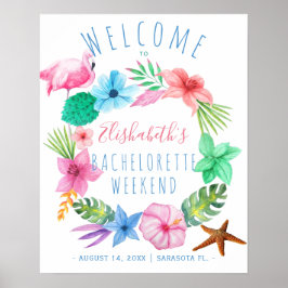 Poster Luau tropical wreath bachelorette sinal de boas vi