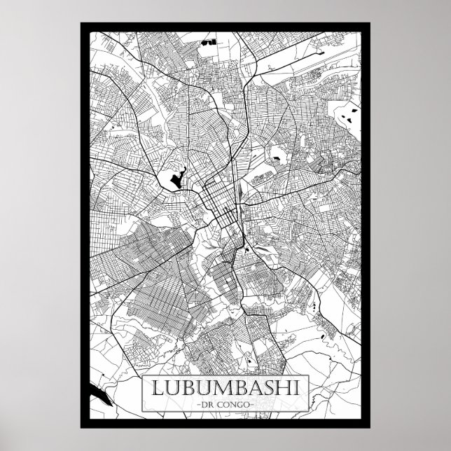 Poster Lubumbashi DR Congo Map (Frente)